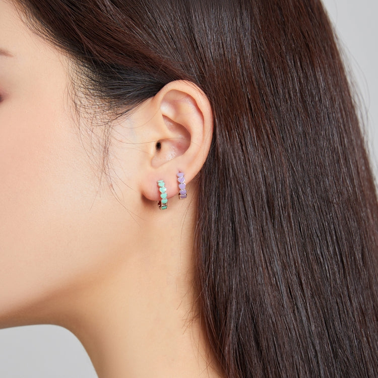 S925 Sterling Silver Heart Dripping Oil Women Earrings