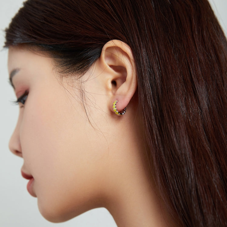S925 Sterling Silver Heart Dripping Oil Women Earrings