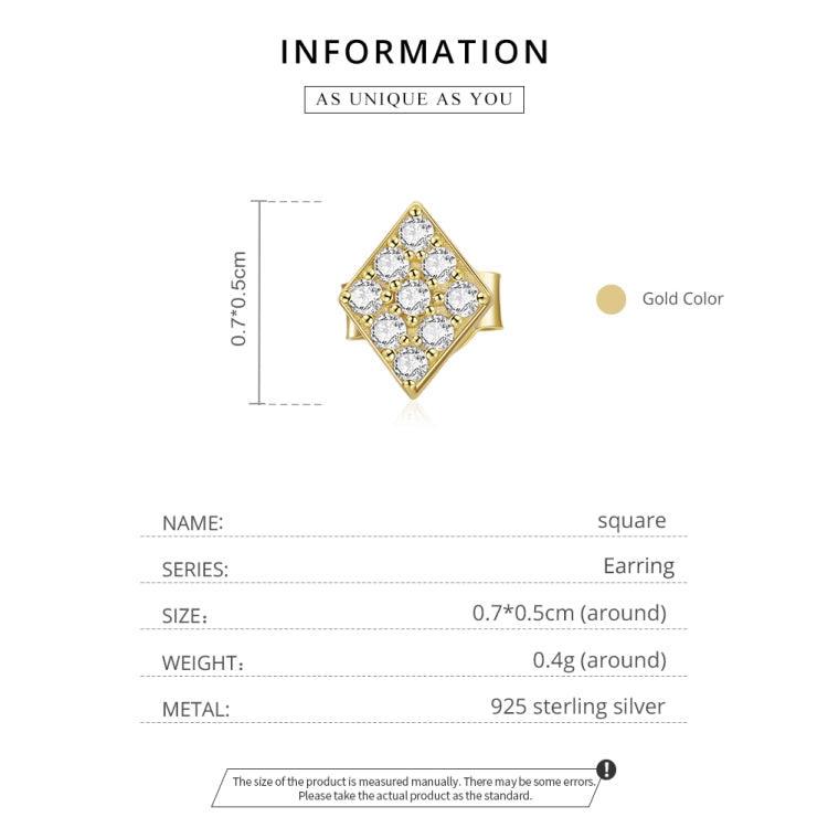 S925 Sterling Silver Cube Poker Women Earrings