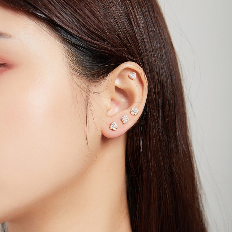 S925 Sterling Silver Red Heart Poker Women Earrings