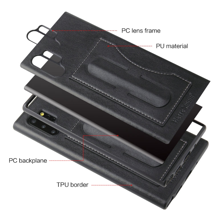 For Galaxy Note10+ Fierre Shann Full Coverage Protective Leather Case with Holder & Card Slot