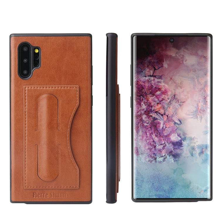 For Galaxy Note10+ Fierre Shann Full Coverage Protective Leather Case with Holder & Card Slot