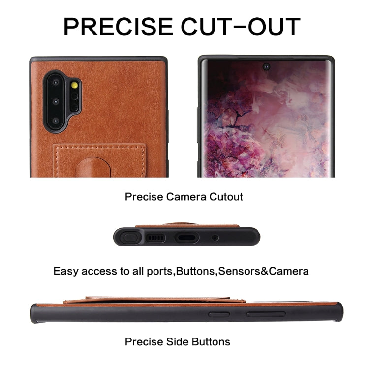 For Galaxy Note10+ Fierre Shann Full Coverage Protective Leather Case with Holder & Card Slot