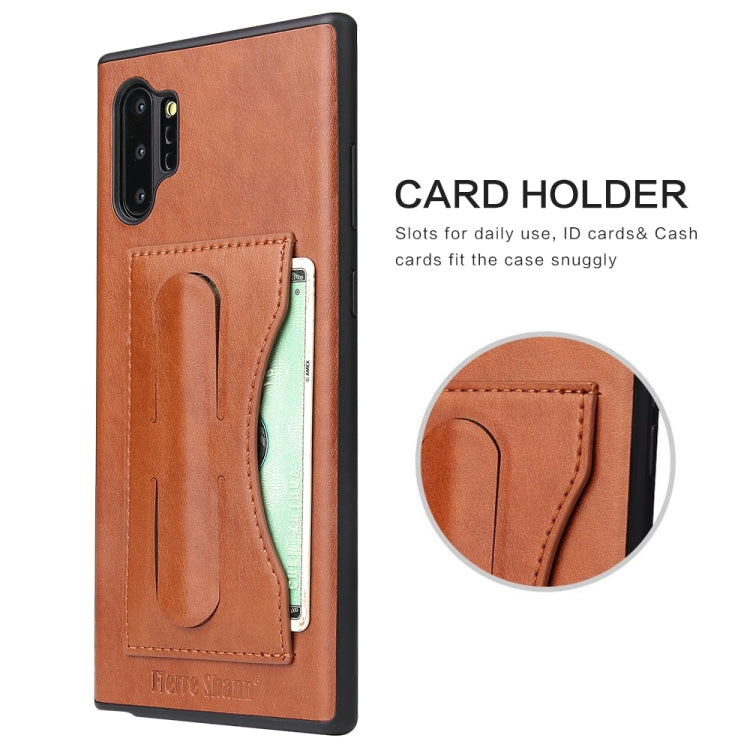 For Galaxy Note10+ Fierre Shann Full Coverage Protective Leather Case with Holder & Card Slot