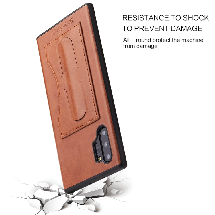 For Galaxy Note10+ Fierre Shann Full Coverage Protective Leather Case with Holder & Card Slot
