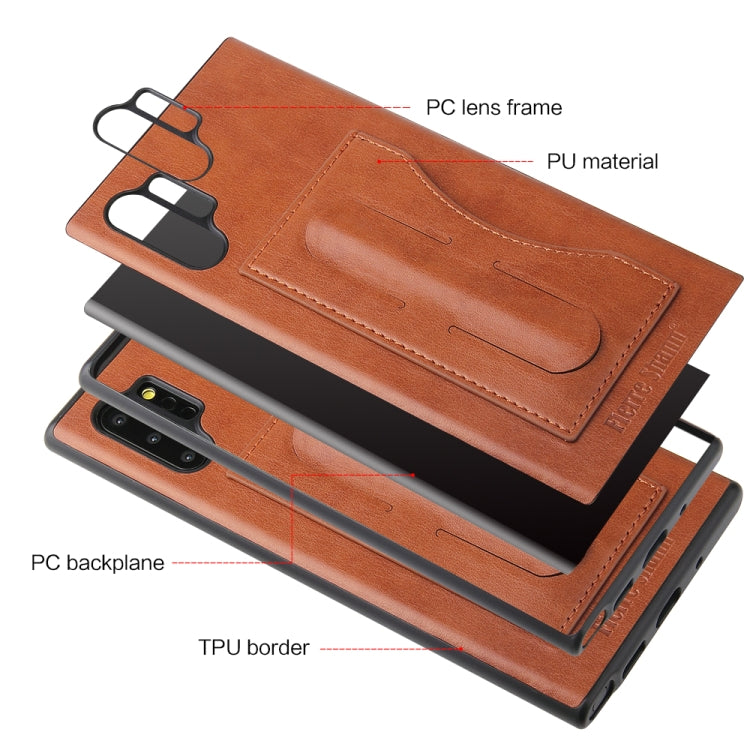 For Galaxy Note10+ Fierre Shann Full Coverage Protective Leather Case with Holder & Card Slot