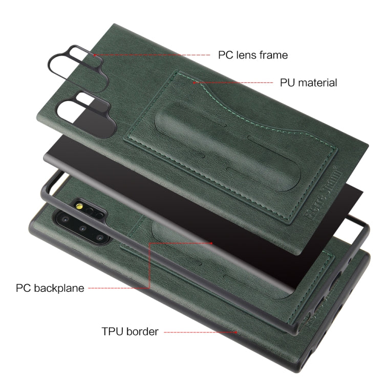For Galaxy Note10+ Fierre Shann Full Coverage Protective Leather Case with Holder & Card Slot