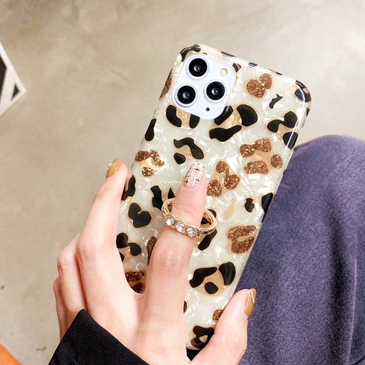 For iPhone 12 mini Glossy Leopard Pattern Shockproof TPU Case with Diamond Ring Holder