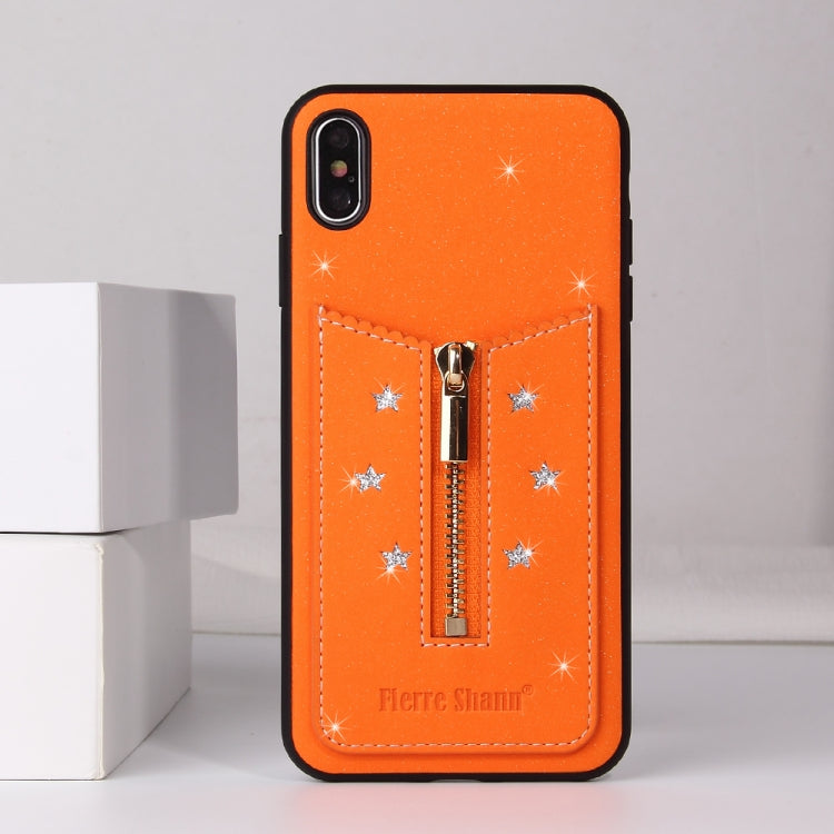 For iPhone XR Starry Sky Star Zipper Protective Case with Card Slot