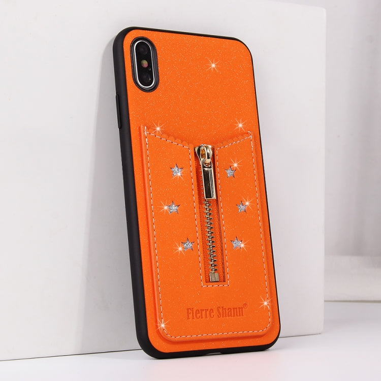 For iPhone XR Starry Sky Star Zipper Protective Case with Card Slot