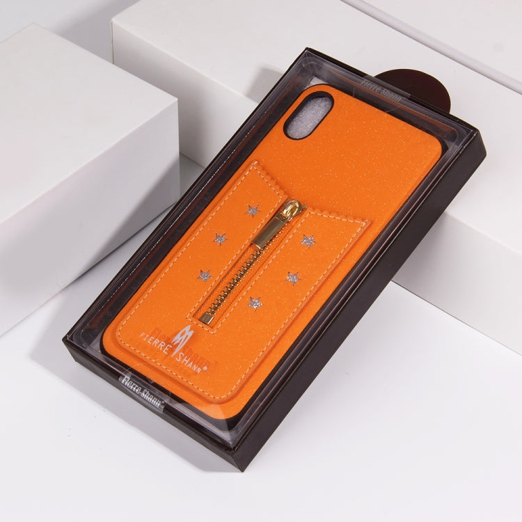 For iPhone XR Starry Sky Star Zipper Protective Case with Card Slot