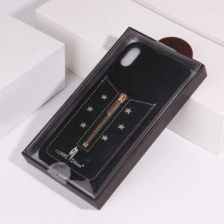 For iPhone XS Max Starry Sky Star Zipper Protective Case with Card Slot