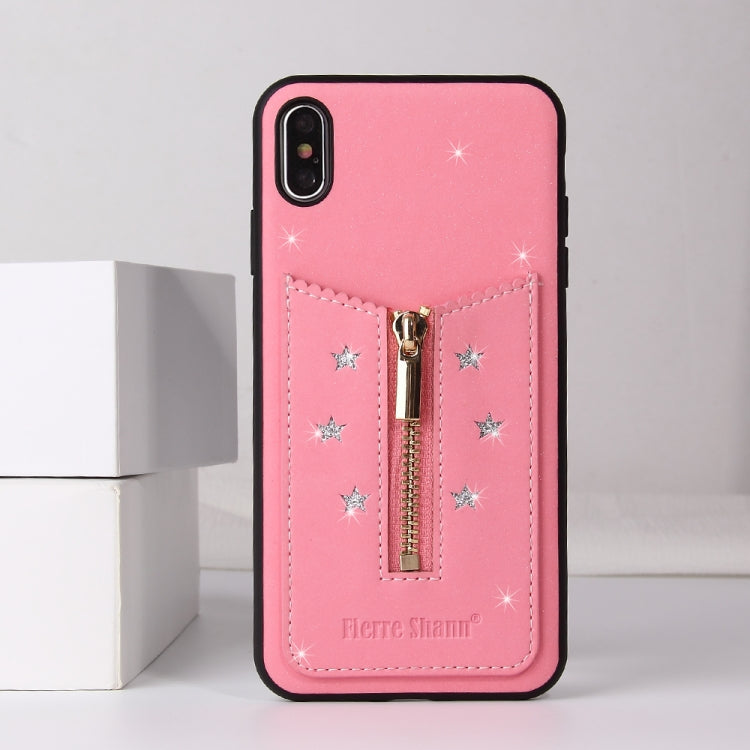 For iPhone XS Max Starry Sky Star Zipper Protective Case with Card Slot