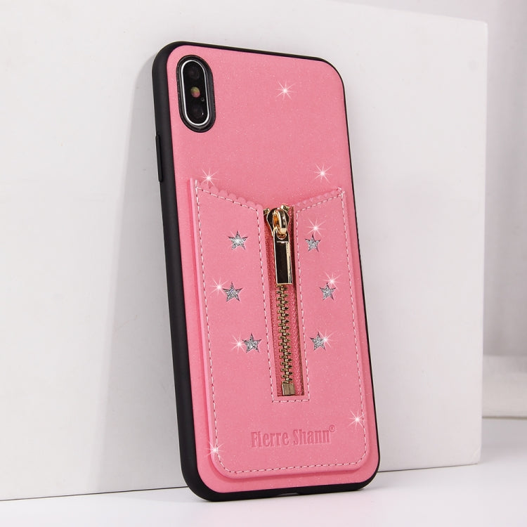 For iPhone XS Max Starry Sky Star Zipper Protective Case with Card Slot