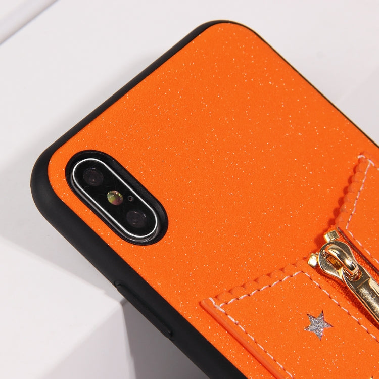 For iPhone XS Max Starry Sky Star Zipper Protective Case with Card Slot