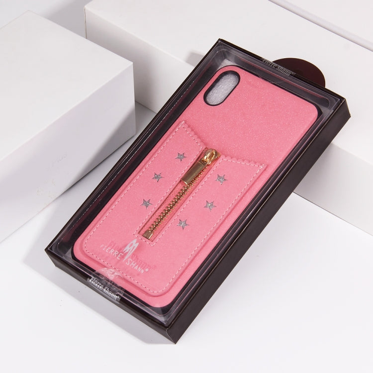 For iPhone XS Max Starry Sky Star Zipper Protective Case with Card Slot
