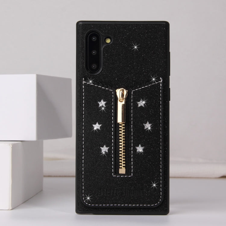 For Galaxy Note10 Starry Sky Star Zipper Protective Case with Card Slot