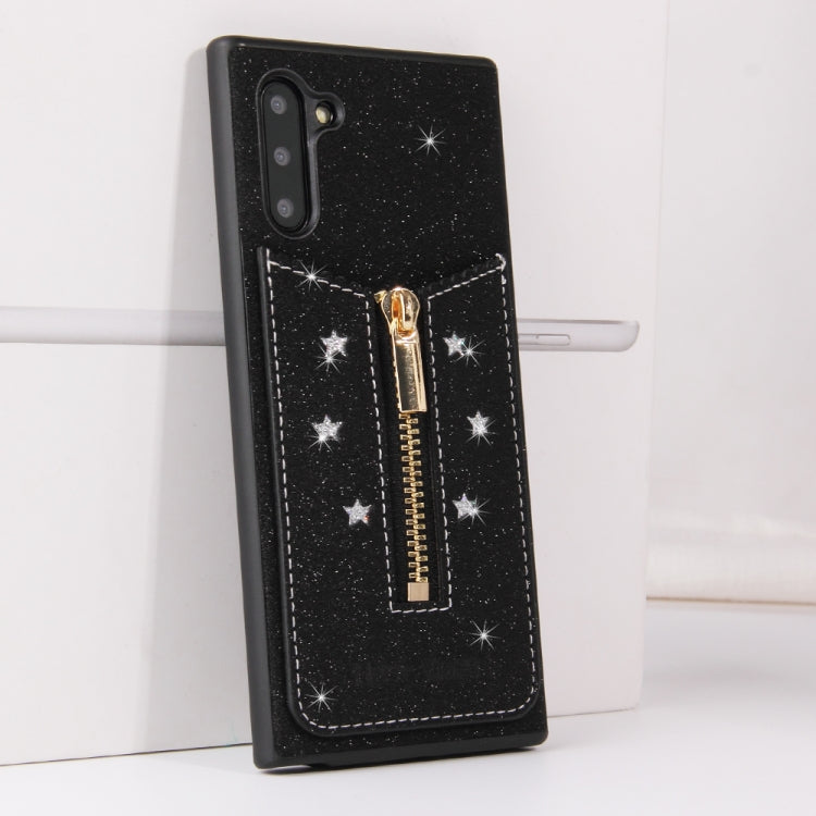 For Galaxy Note10 Starry Sky Star Zipper Protective Case with Card Slot