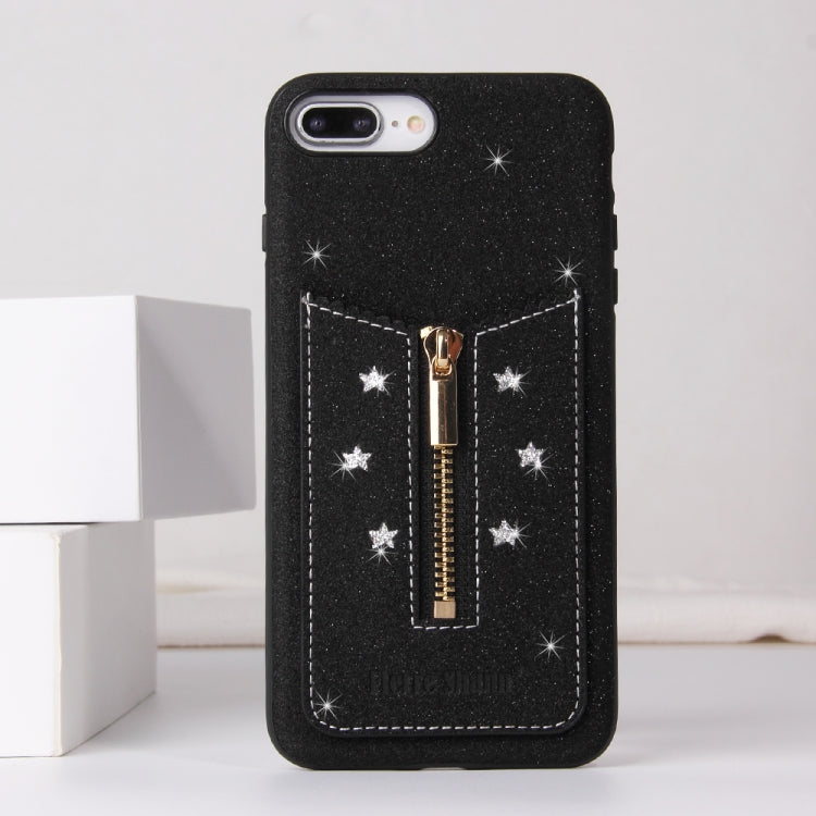 For iPhone 8 Plus / 7 Plus Starry Sky Star Zipper Protective Case with Card Slot