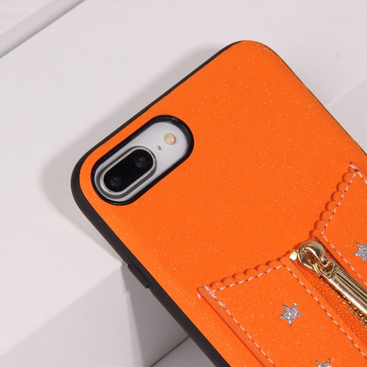 For iPhone 8 Plus / 7 Plus Starry Sky Star Zipper Protective Case with Card Slot