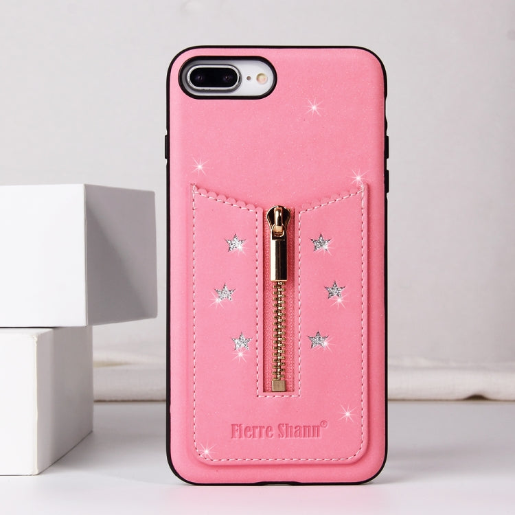 For iPhone 8 Plus / 7 Plus Starry Sky Star Zipper Protective Case with Card Slot