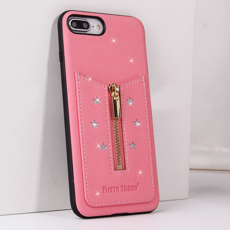 For iPhone 8 Plus / 7 Plus Starry Sky Star Zipper Protective Case with Card Slot