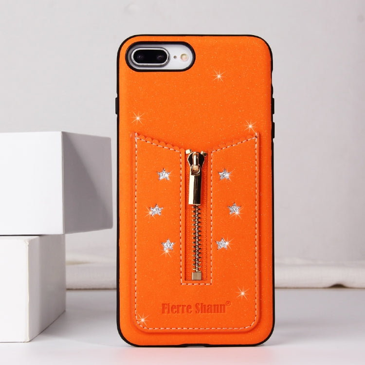 For iPhone 8 Plus / 7 Plus Starry Sky Star Zipper Protective Case with Card Slot
