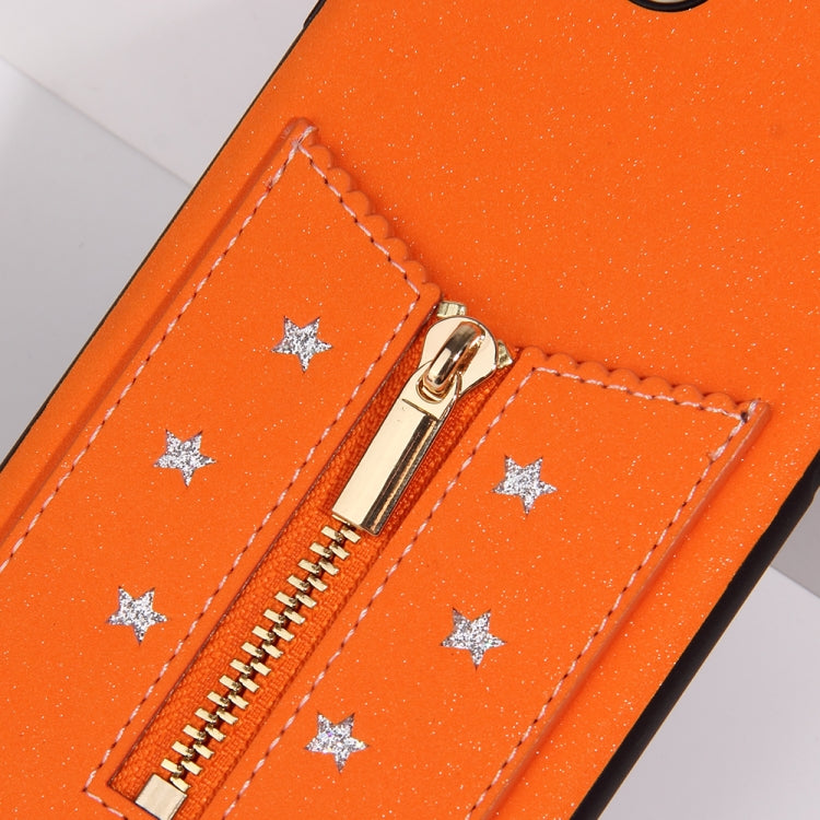 For iPhone 8 Plus / 7 Plus Starry Sky Star Zipper Protective Case with Card Slot