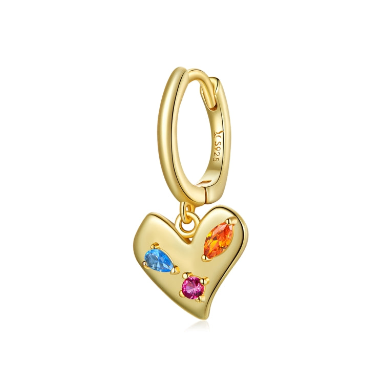 S925 Sterling Silver Heart Colorful Zircon Women Earrings