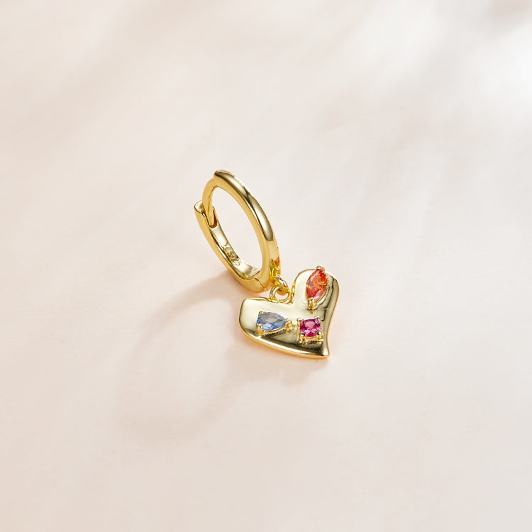 S925 Sterling Silver Heart Colorful Zircon Women Earrings
