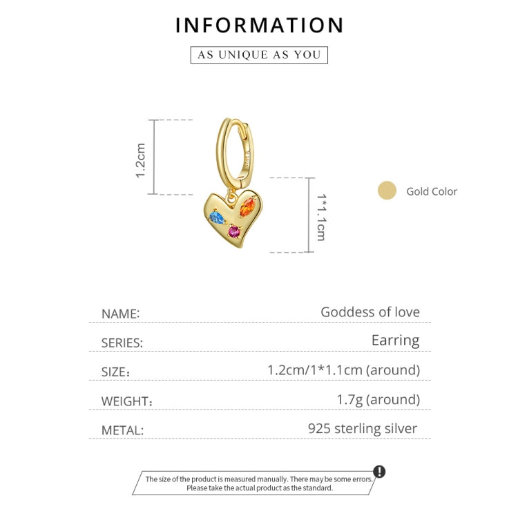 S925 Sterling Silver Heart Colorful Zircon Women Earrings