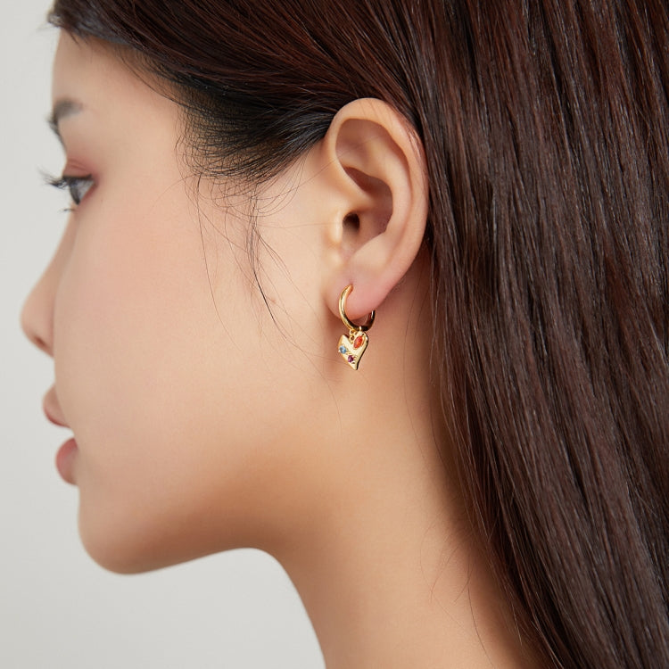 S925 Sterling Silver Heart Colorful Zircon Women Earrings