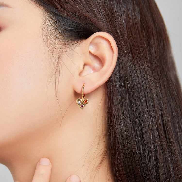 S925 Sterling Silver Heart Colorful Zircon Women Earrings