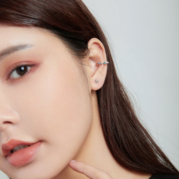 S925 Sterling Silver Colored Zircon Ear Bone Clip Women Earrings