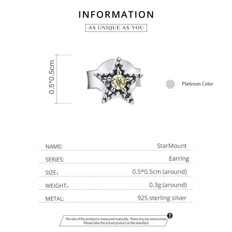 S925 Sterling Silver Colored Zircon Star Women Earrings