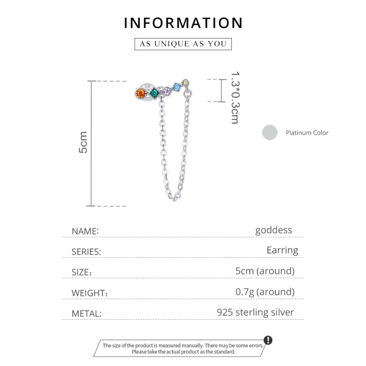 S925 Sterling Silver Colored Zircon Rainbow Heart Women Earrings