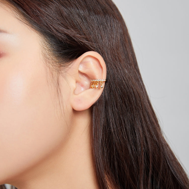 S925 Sterling Silver Playing Card Elements Ear Bone Clip Women Earrings