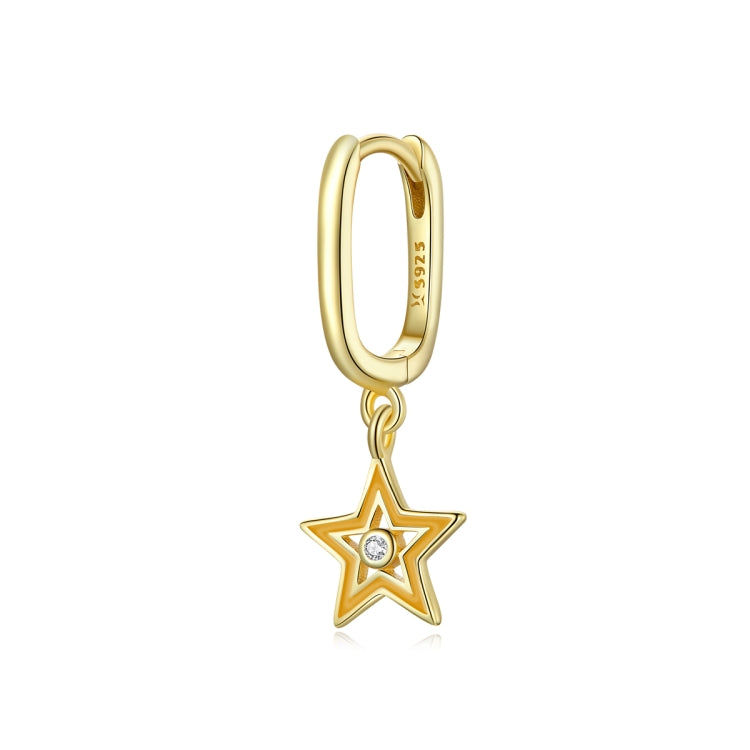 S925 Sterling Silver Five-pointed Star Hollow Drop Oil Women Earrings