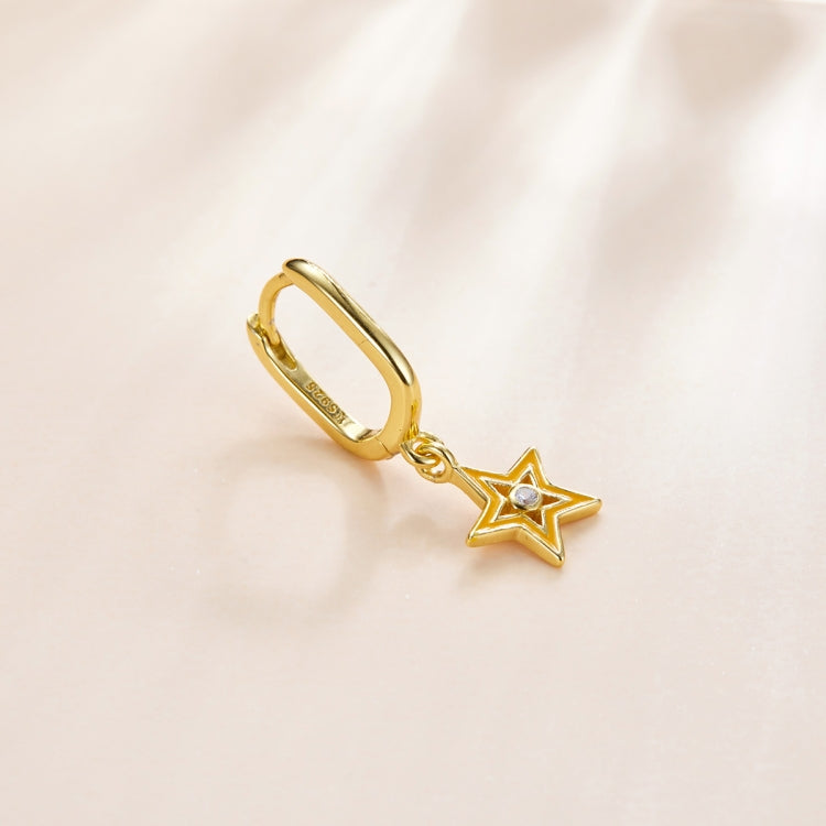 S925 Sterling Silver Five-pointed Star Hollow Drop Oil Women Earrings