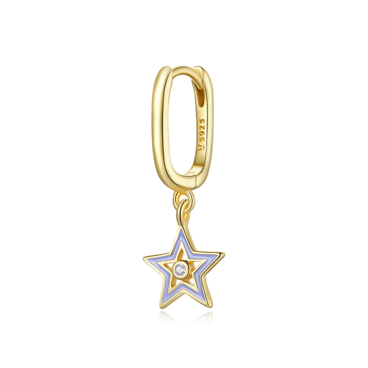 S925 Sterling Silver Five-pointed Star Hollow Drop Oil Women Earrings