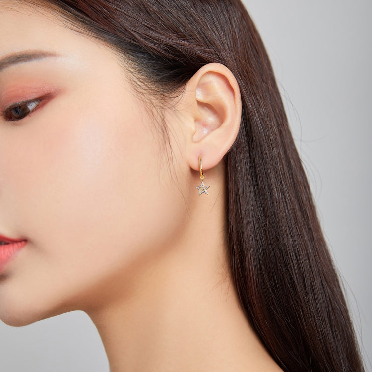 S925 Sterling Silver Five-pointed Star Hollow Drop Oil Women Earrings