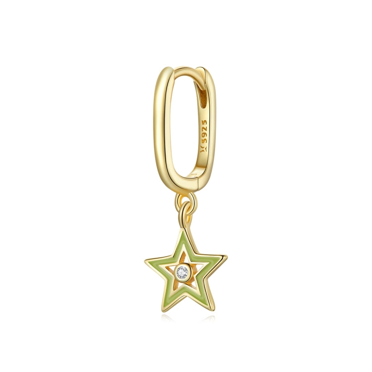S925 Sterling Silver Five-pointed Star Hollow Drop Oil Women Earrings