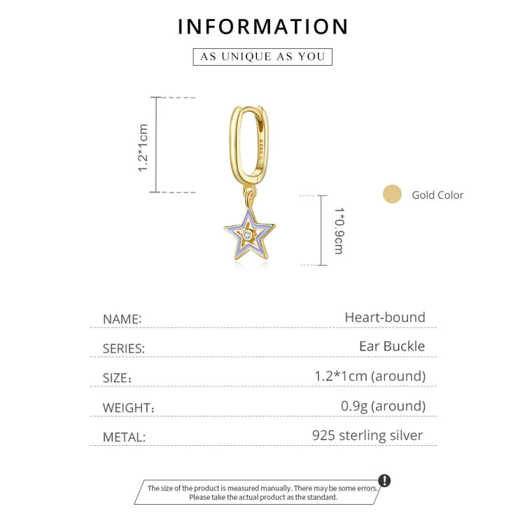 S925 Sterling Silver Five-pointed Star Hollow Drop Oil Women Earrings
