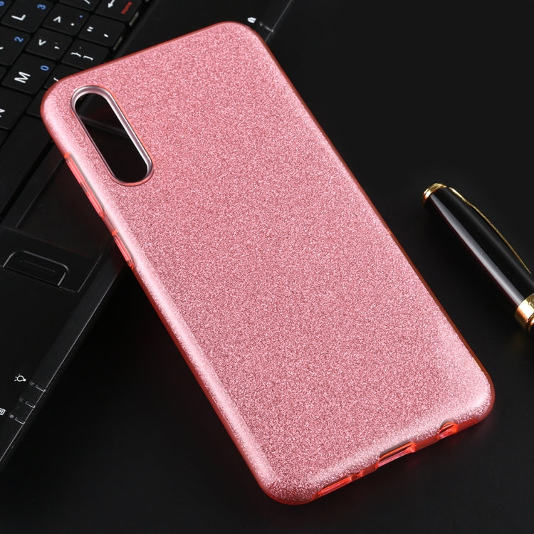 For Galaxy A50 Full Coverage TPU + PC Glittery Powder Protective Back Case