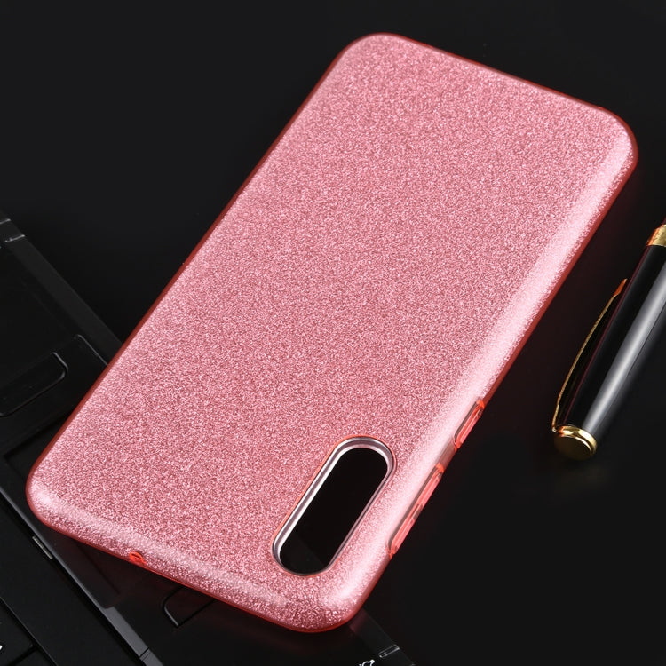 For Galaxy A50 Full Coverage TPU + PC Glittery Powder Protective Back Case