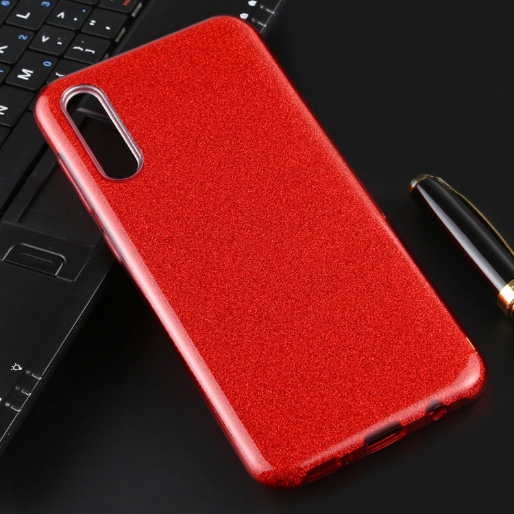 For Galaxy A50 Full Coverage TPU + PC Glittery Powder Protective Back Case