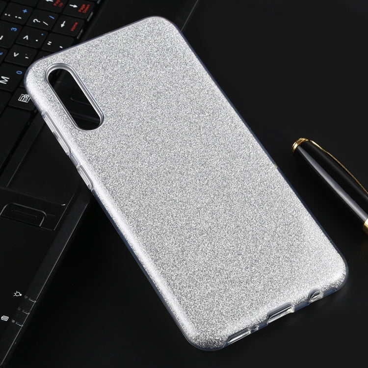 For Galaxy A50 Full Coverage TPU + PC Glittery Powder Protective Back Case