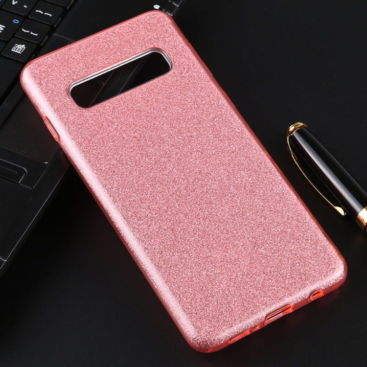 For Galaxy S10 Full Coverage TPU + PC Glittery Powder Protective Back Case