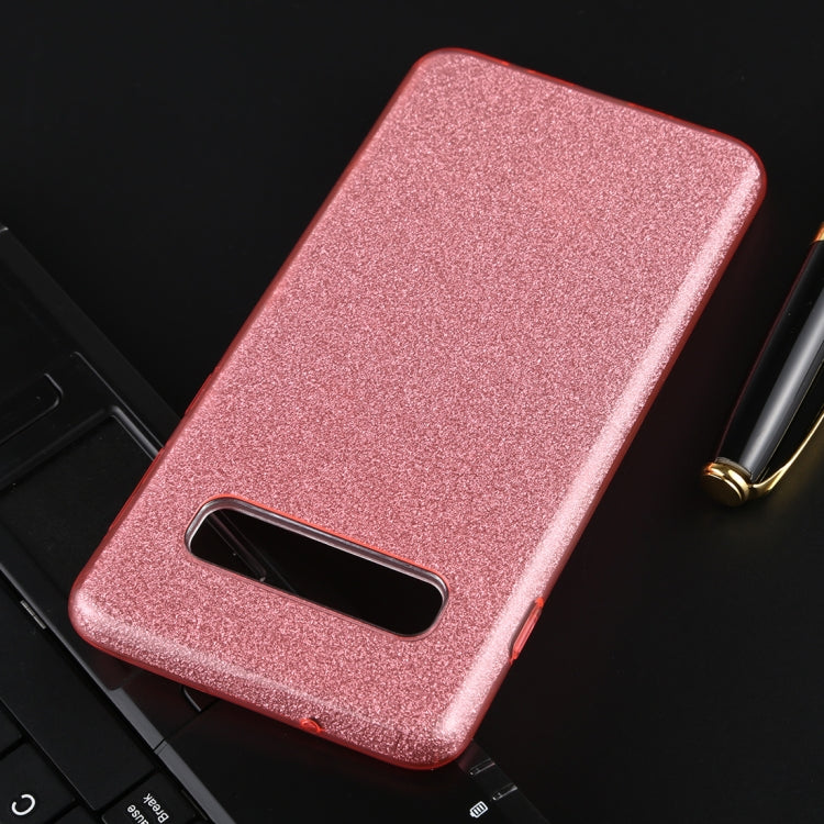 For Galaxy S10 Full Coverage TPU + PC Glittery Powder Protective Back Case