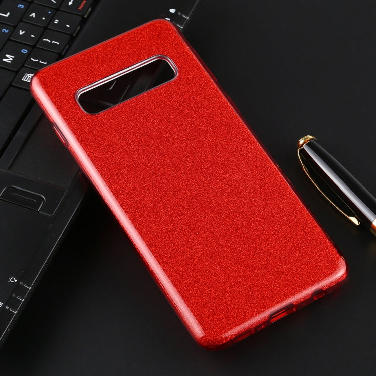 For Galaxy S10 Full Coverage TPU + PC Glittery Powder Protective Back Case
